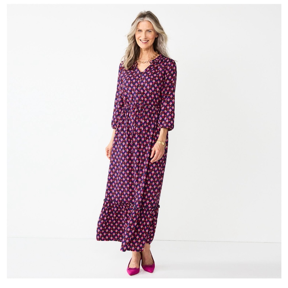Croft & Barrow Red Patterned Maxi Dress